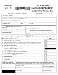 Document preview: Form NJ-CBT-1065 Parthership Return - New Jersey, 2018