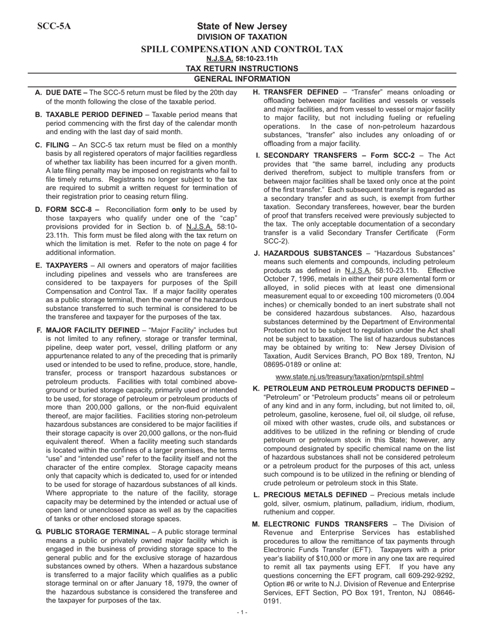 Form SCC-5 Spill Compensation and Control Tax - New Jersey, Page 2
