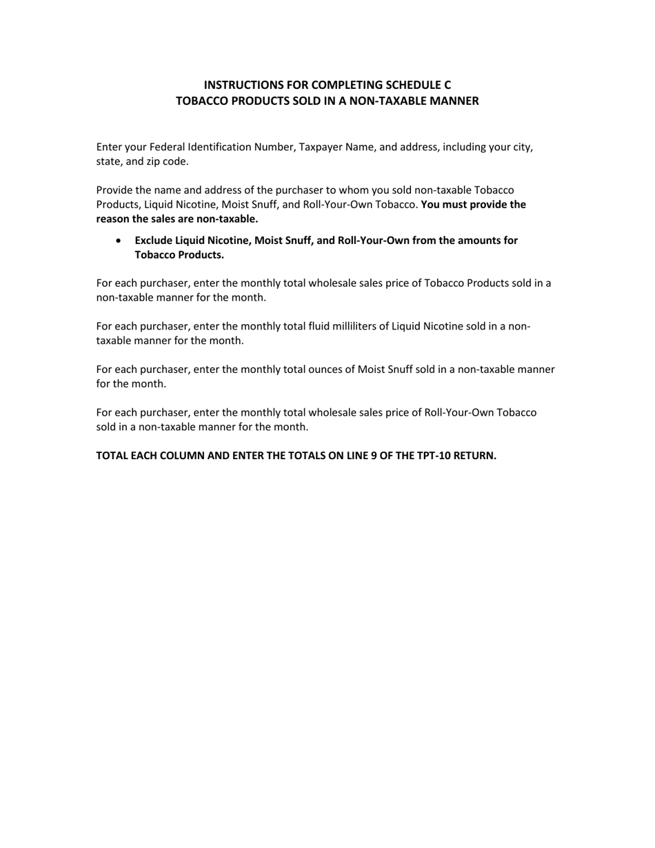 Schedule C Tobacco Products Sold in a Non-taxable Manner - New Jersey, Page 2