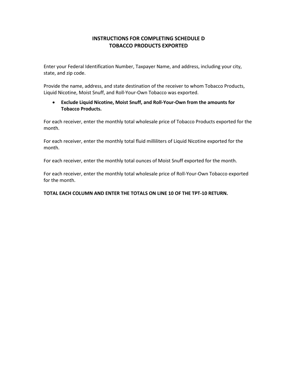 Schedule D Tobacco Products Exported - New Jersey, Page 2