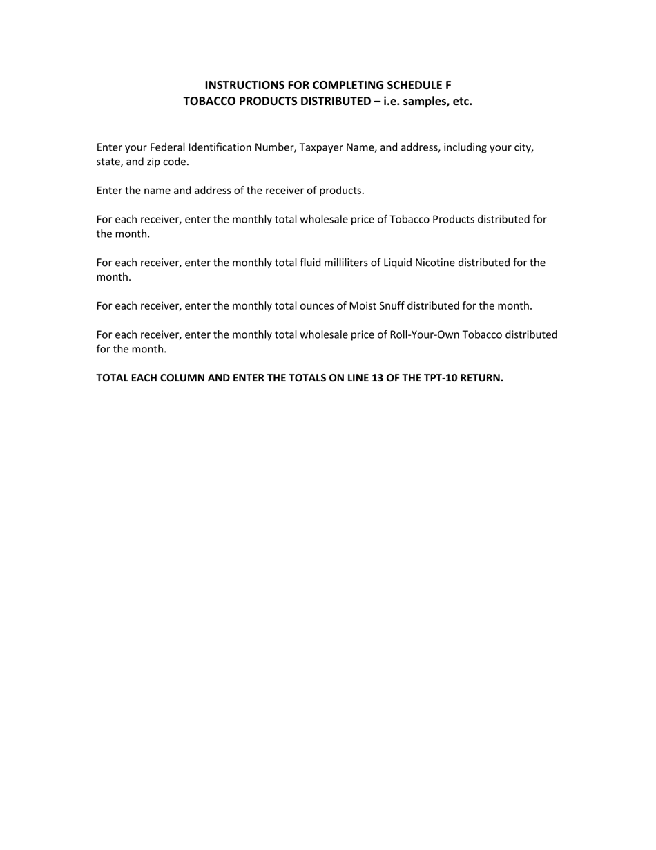 Schedule F Tobacco Products Distributed - New Jersey, Page 2