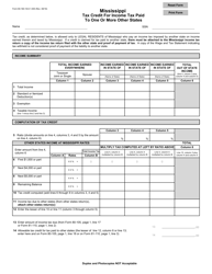Form 80-160-18-8-1-000 &quot;Tax Credit for Income Tax Paid to One or More Other States&quot; - Mississippi