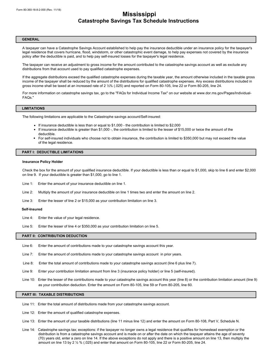 Form 80-360 Catastrophe Savings Tax Schedule - Mississippi, Page 2