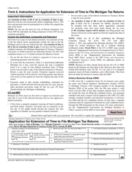 Form 4 Application for Extension of Time to File Michigan Tax Returns - Michigan