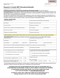 Form 2781 Request to Transfer Met Educational Benefits - Michigan