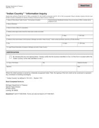 Document preview: Form 3598 "indian Country" Information Inquiry - Michigan
