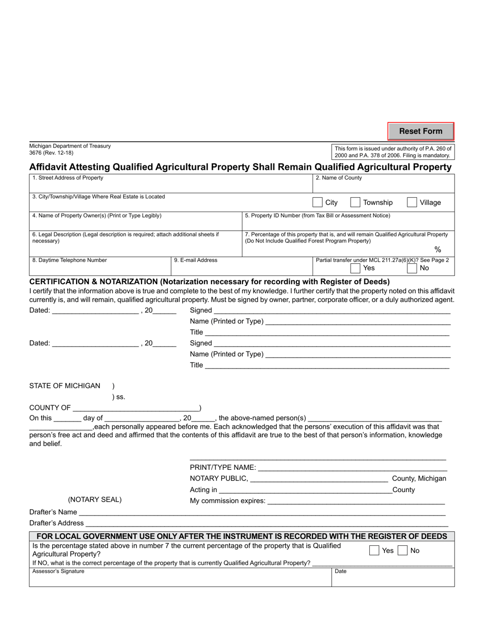 Form 3676 Download Fillable PDF or Fill Online Affidavit Attesting