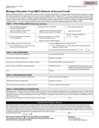 Form 3953 Michigan Education Trust (Met) Rollover of Account Funds - Michigan