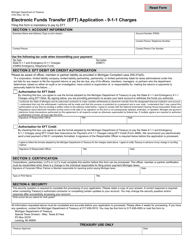 Document preview: Form 4103 Electronic Funds Transfer (Eft) Application - 9-1-1 Charges - Michigan
