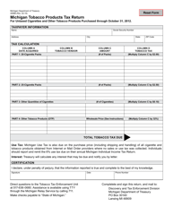Form 4096B Michigan Tobacco Products Tax Return for Untaxed Cigarettes and Other Tobacco Products - Michigan