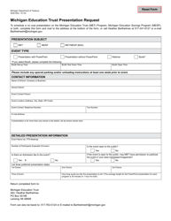 Document preview: Form 4248 Michigan Education Trust Presentation Request - Michigan