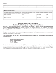 Form 4855 Monthly Pact Act Report &quot; Cigarette Sales Report - Michigan, Page 2