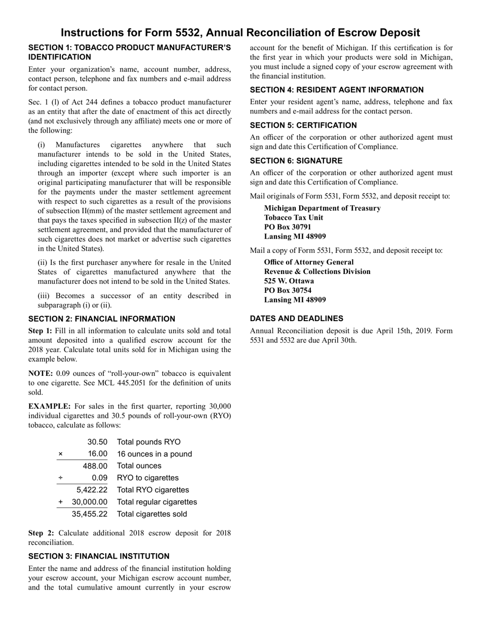 Form 5532 Annual Reconciliation for Escrow Deposit - Michigan, Page 3