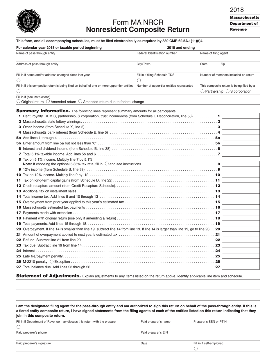 Form MA Nonresident Composite Return - Massachusetts, Page 1
