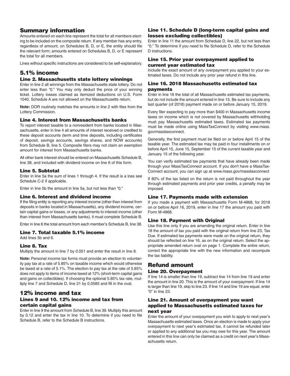 Form MA Nonresident Composite Return - Massachusetts, Page 3