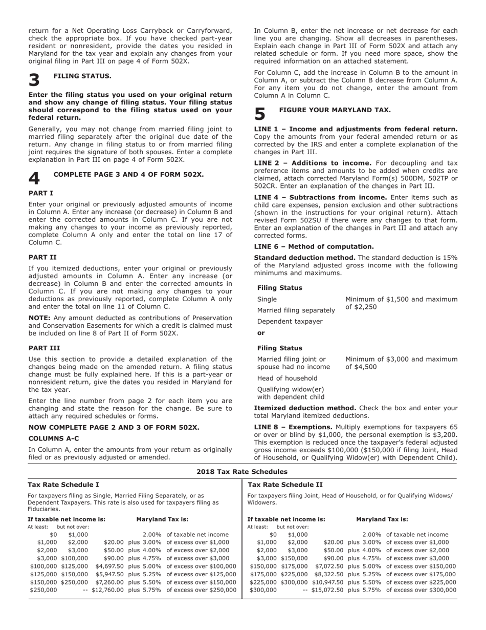 Form COM / RAD019 (Maryland Form 502X) Amended Tax Return - Maryland, Page 6