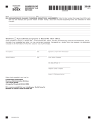 Form COM/RAD022A (Maryland Form 505X) Nonresident Amended Tax Return - Maryland, Page 4