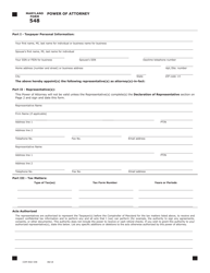 Document preview: Form COM/RAD-548 (Maryland Form 548) Power of Attorney - Maryland
