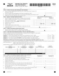 Form COM/RAD-012 (Maryland Form 502CR) Income Tax Credits for Individuals - Maryland, Page 2