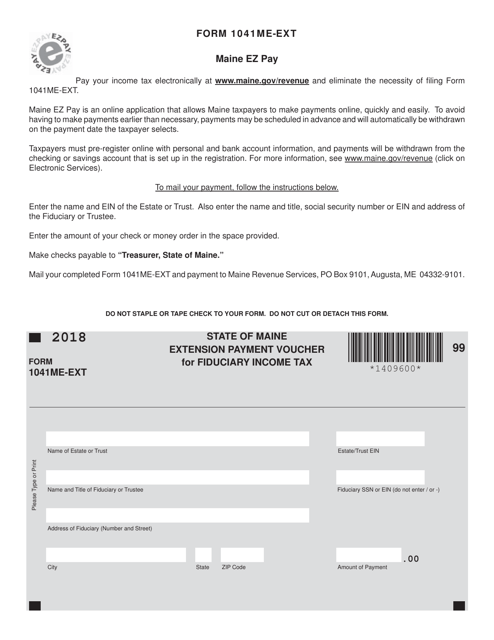 Form 1041ME-EXT 2018 Printable Pdf