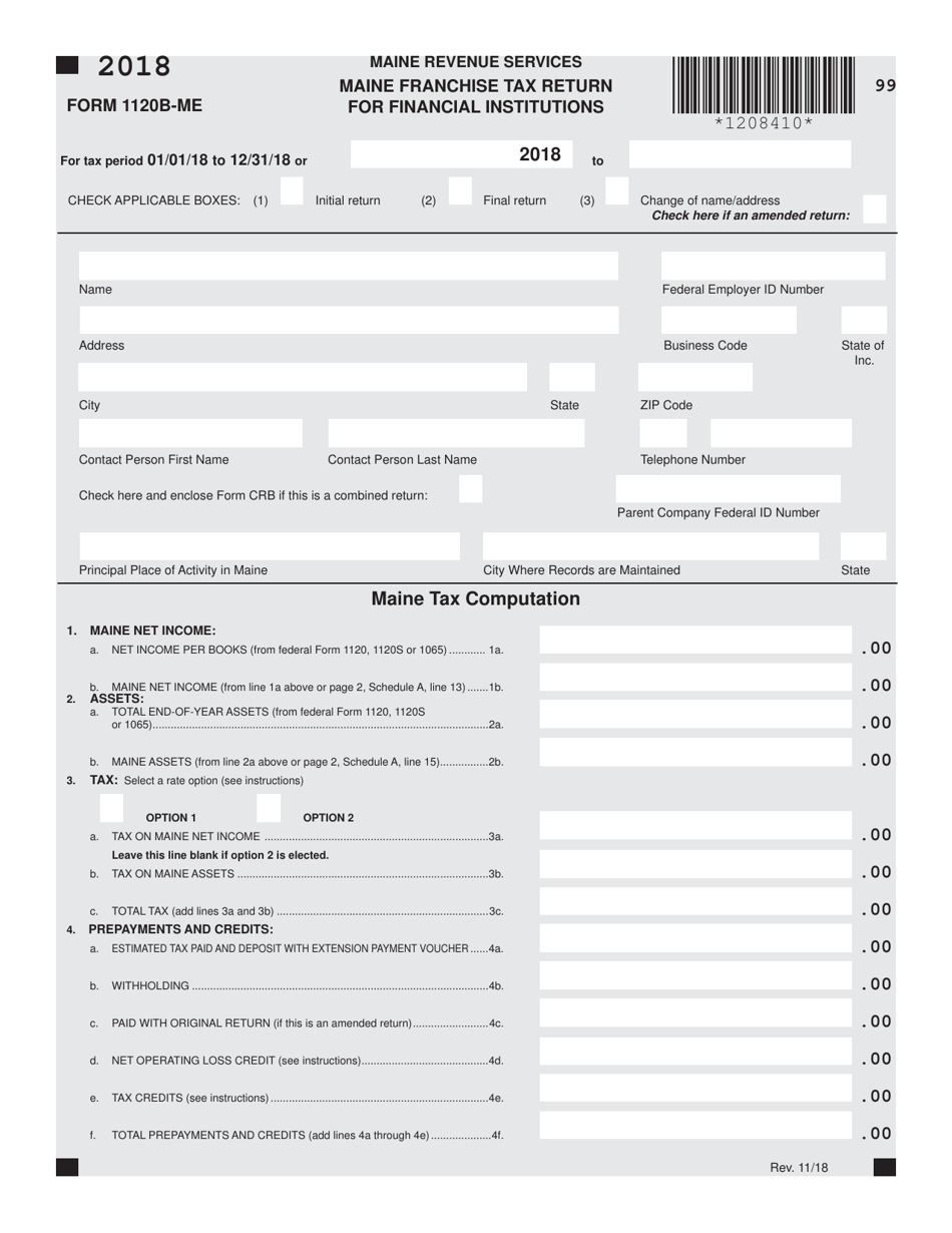 Form 1120B-ME Maine Franchise Tax Return for Financial Institutions - Maine, Page 7