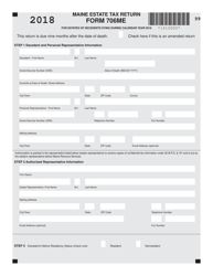 Document preview: Form 706ME Maine Estate Tax Return - Maine