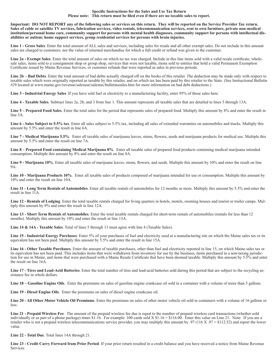 Form ST-7 Sales and Use Tax Return - Maine, Page 3