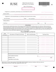 Document preview: Form IUSE Individual Use Tax Return - Maine