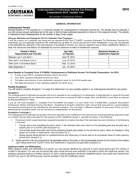 Instructions for Form R-210NRA Underpayment of Individual Income Tax Penalty - Louisiana