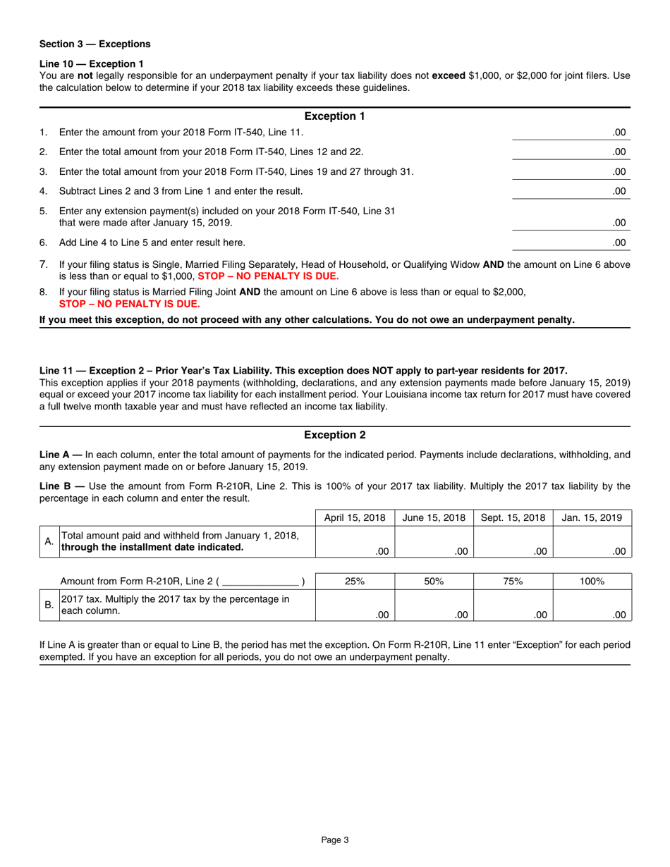 Download Instructions For Form R 210r Underpayment Of Individual Income Tax Penalty Pdf 2018 2794