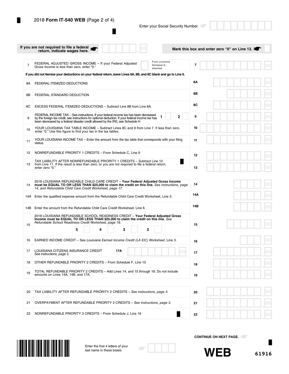 Form IT-540 Louisiana Resident Income Tax Return - Louisiana, Page 3