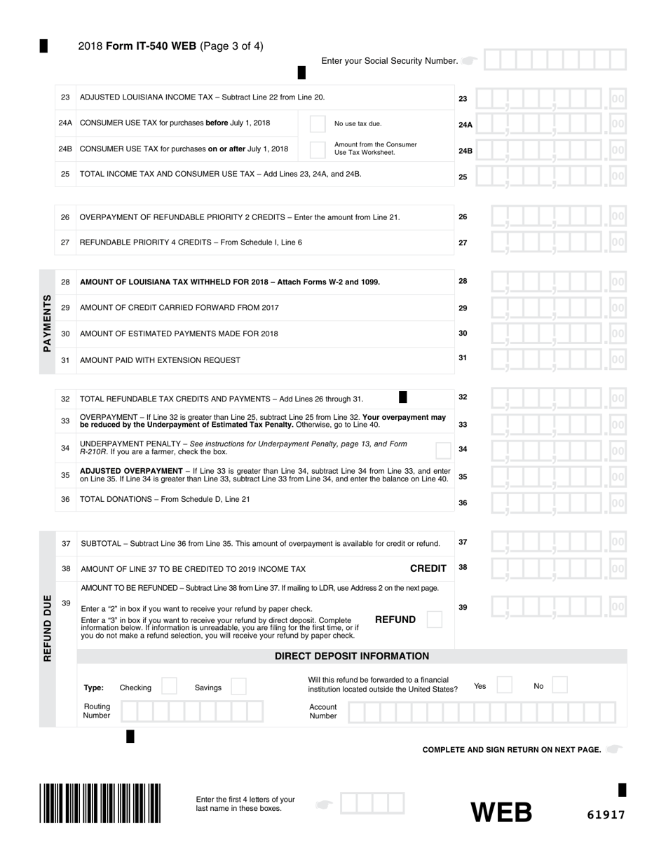 Form IT-540 Louisiana Resident Income Tax Return - Louisiana, Page 4