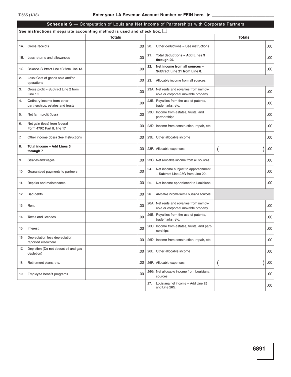 Form IT-565 Partnership Return of Income - Louisiana, Page 11