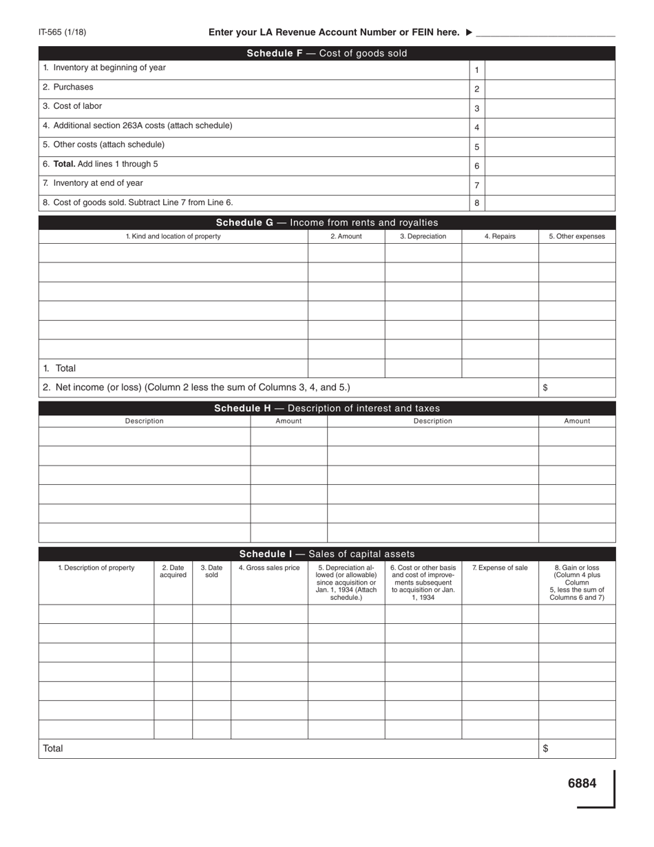 Form IT-565 Partnership Return of Income - Louisiana, Page 4