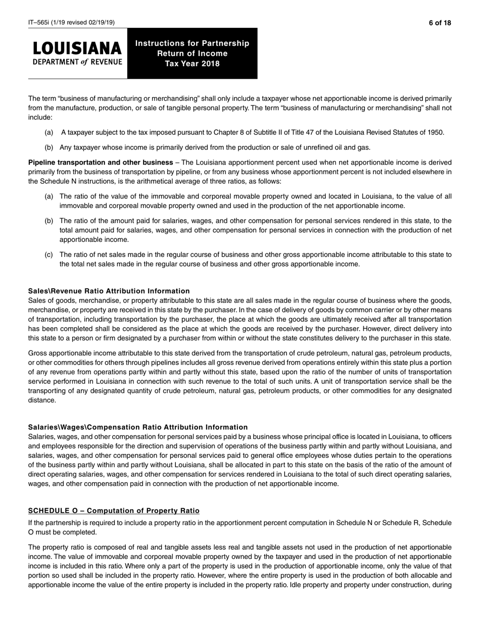 Instructions for Form IT-565 Partnership Return of Income - Louisiana, Page 6