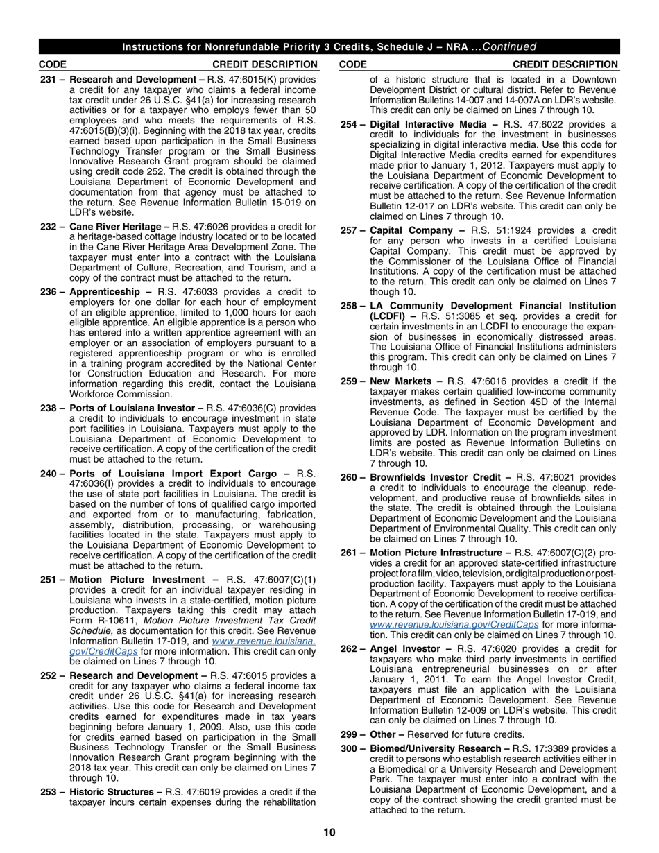 Instructions for Form IT-540B-NRA Louisiana Nonresident Professional Athlete Individual Income Tax Return - Louisiana, Page 10