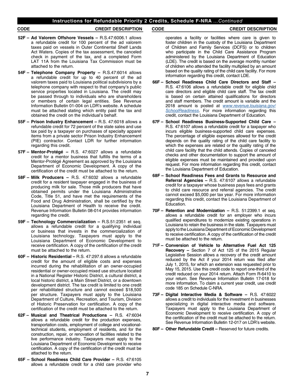 Instructions for Form IT-540B-NRA Louisiana Nonresident Professional Athlete Individual Income Tax Return - Louisiana, Page 7