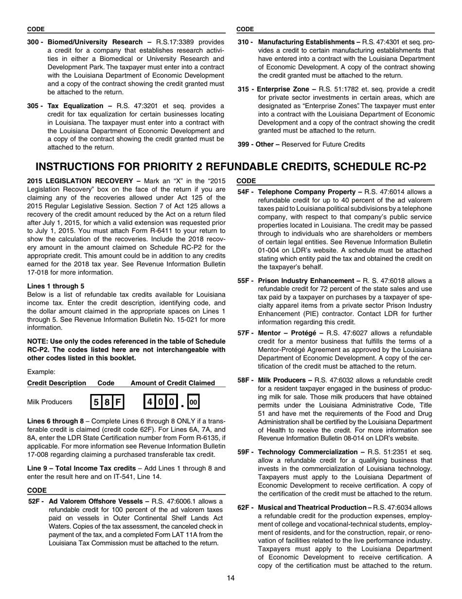 Instructions for Form IT-541 Fiduciary Income Tax Return - Louisiana, Page 14