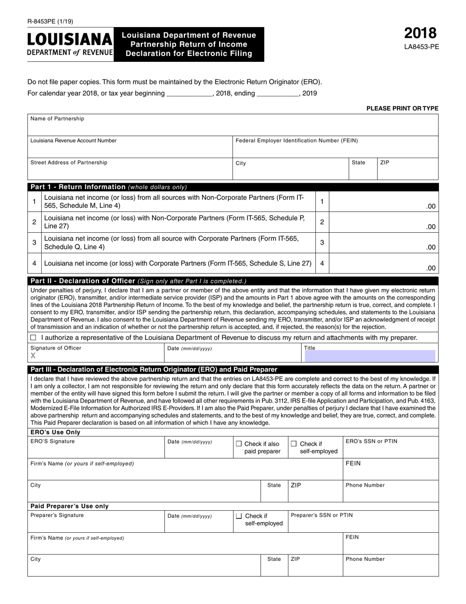 Form R 8453PE 2018 Fill Out Sign Online And Download Fillable PDF 