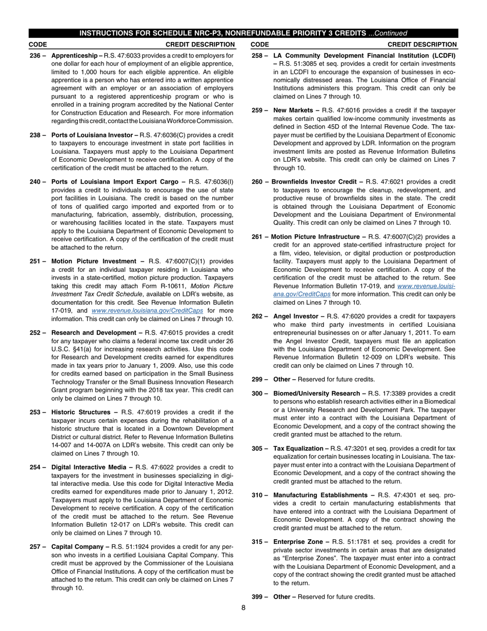 Instructions for Form R-6922 Louisiana Composite Partnership Return - Louisiana, Page 8