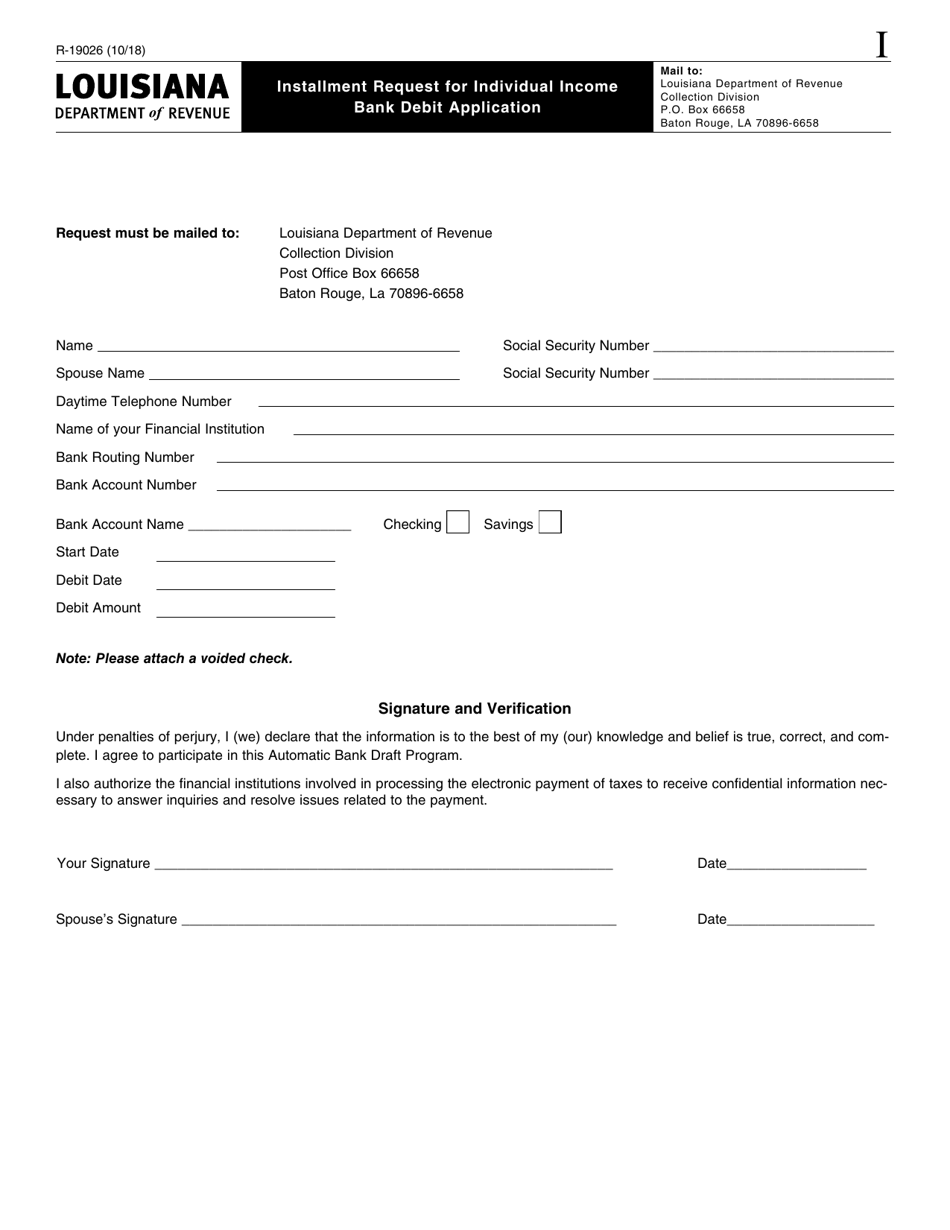 Form R-19026 Installment Request for Individual Income - Louisiana, Page 3