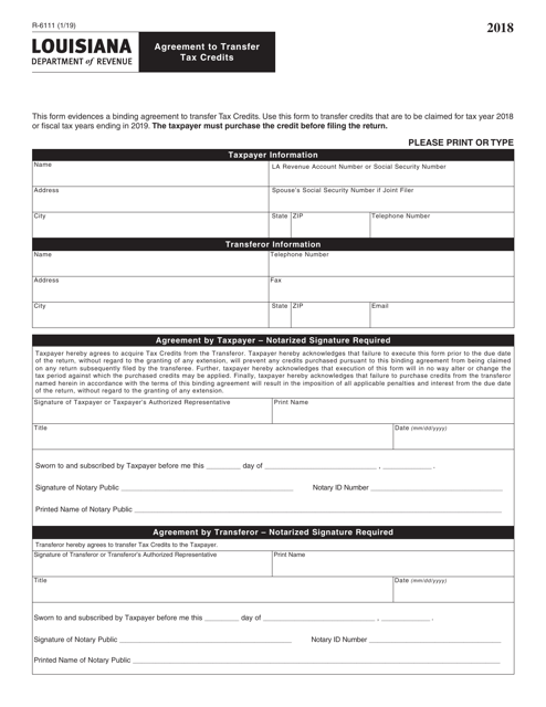 Form R-6111 2018 Printable Pdf