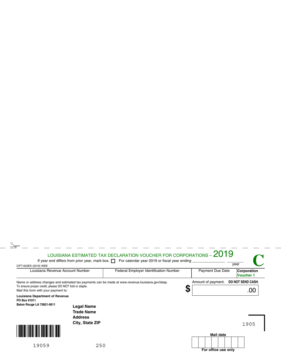 Form CIFT-620ES Louisiana Estimated Tax Declaration Voucher for Corporations - Louisiana, Page 1