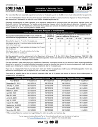 Instructions for Form CIFT-620ES Louisiana Estimated Tax Declaration Voucher for Corporations - Louisiana