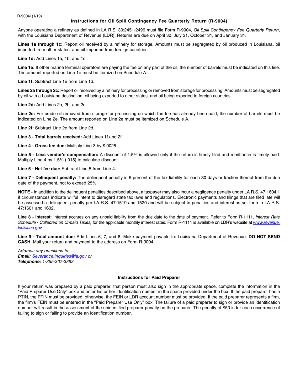 Form R-9004 Oil Spill Contingency Fee Quarterly Return - Louisiana, Page 3
