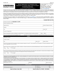 Form R-1048 Annual Application for Exemption From Collection of Louisiana Sales Taxes at Certain Fundraising Activities - Louisiana