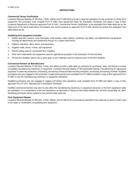 Form R-1060 Farm Equipment Sales Tax Exemption Certificate - Louisiana, Page 2