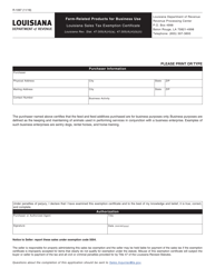 Form R-1097 &quot;Farm-Related Products for Business Use - Louisiana Sales Tax Exemption Certificate&quot; - Louisiana
