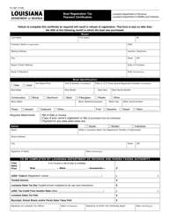 Form R-1331 Boat Registration Tax Payment Certification - Louisiana