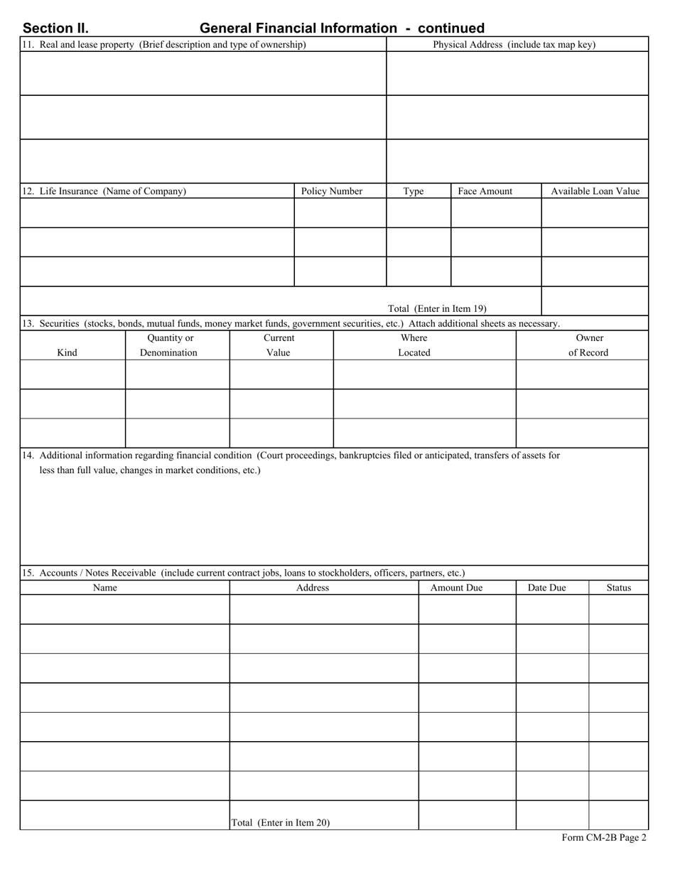 Form CM-2B Statement of Financial Condition and Other Information - for Corporations, Partnerships, Etc. - Hawaii, Page 2